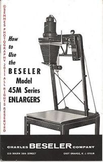 Beseler Model 45M Series Enlarger Booklet A must for parts refrence
