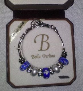 BELLA PERLINA BLUE FLORAL BEADS AND CRYSTALS BRACELET ***MUST SEE NWT