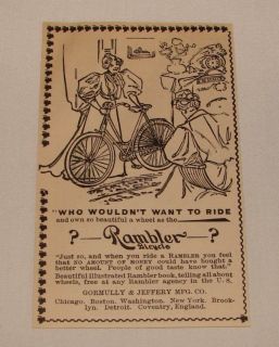 small 1896 RAMBLER bicycles ad ~ Who Wouldnt Want
