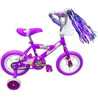 12 Girls Bicycle Bike with Training Wheels Purple Steel Chrome