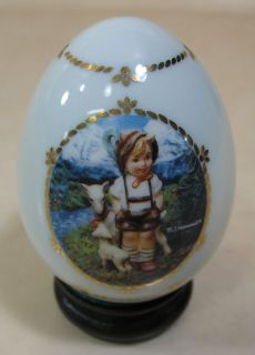 Decorative Collectible Pale Geen Porcelain EGG Boy LITTLE GOAT HERDER