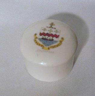 RARE Antique Trinket/Ring Box SOUTHPORT Crested China Hutschenreuthe r