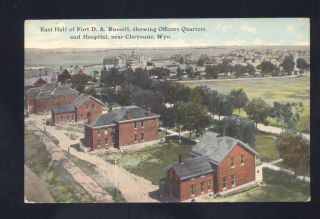 FORT D.A. RUSSEL US ARMY BIRDSEYE VIEW ANTIQUE VINTAGE POSTCARD
