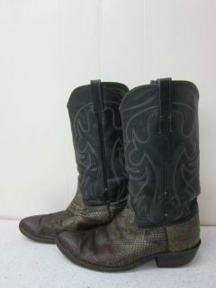 Mens Vintage SnakeSkin Black Rockabilly VLV Cowboy Boots Sz 10