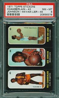 1971 Topps Trios Basketball Stickers Chamberlain #43 Johnson #44 VLier