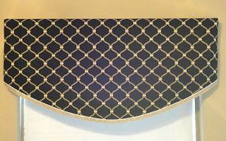 Custom Window Valance Black Burlap Fringe Geometric Mill Creek Fabric