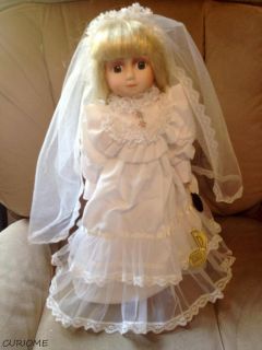 Brinns Authentic Collectible Edition Porcelain Musical Bride Doll