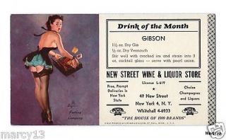   NEW YORK WINE & LIQUOR STORE, PIN UP GIRL, BY BROWN & BIGELOW