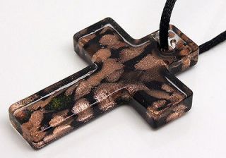 brown and black 58*35mm crux colored glaze pendant cross necklace p043