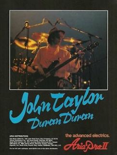 DURAN DURAN JOHN TAYLOR 1983 ARIA PRO II BASS GUITARS AD 8X11