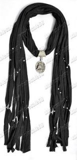 Fashion Black Cotton Necklace pashmina Scarf pendant owl pendant New