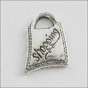 30Pcs Tibetan Silver Tone Shopping Bag Charms Pendants 12x17mm L387 01