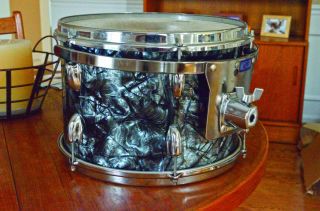 Slingerland 8x12 tom tom   1965 (Black DIAMOND pearl) vintage drum