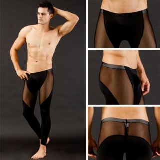 Sexy Mens gauze soft underwear inner Long pants sheer In Fashion M L