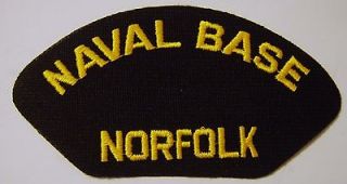 USN CAP/JACKET PATCH   NAVAL BASE NORFOLK FL13 1