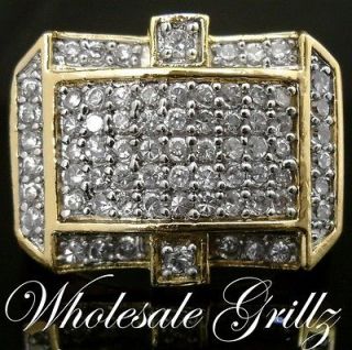 CUSTOM PAVE 14k Gold Gp iced out Simulate Diamond HipHop pinky Ring