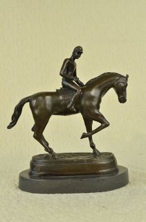 Horse Jockey Racing Racetrack Farm Thoroughbred Art Bronze Marble