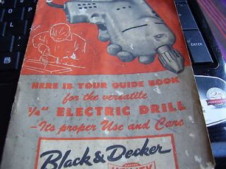 Black & Decker Electric Drill Owners Manual 1952