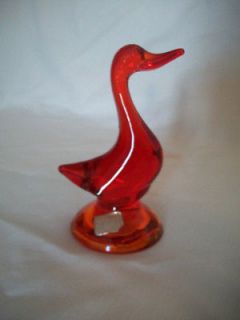 Vintage Viking Handmade Glass Orange/Amberin a Duck