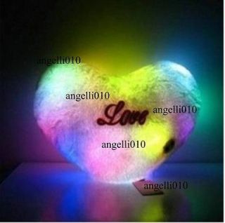 Lovely Soft Heart Shape Colorful LED Light Pillow Doll Toy Stuffed