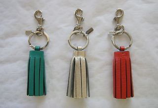 COACH SINGLE LEGACY LEATHER TASSEL KEY FOB 62376 Red Gold or Green