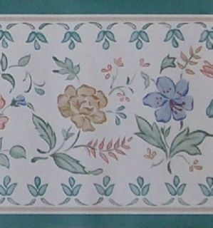 Wallpaper Border Kitchen Traditional Paisley Orchids Yellow Blue Pink