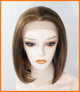 100% REMY Human Hair Deeep Lace Front Full Wig Bob Style ELEGANT