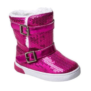 Stride Rite Silver Metallic Neon Pink Sequined Boots Infants Size 6 M