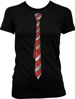 Fake Red And White Stripe Tie Design Funny Hilarious Delinquent