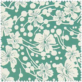 Jade Green Floral, Lady Grace, Blue Hill, ca 1920, 1930s Repro Cotton