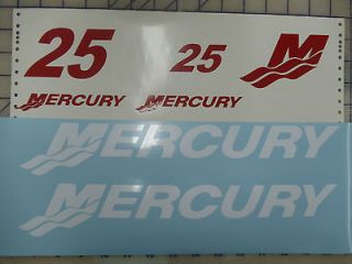 Mercury Outboard Boat Motor Decals 25HP (seven piece kit)