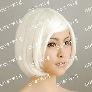HJ0361 COS WIGS New Short Cosplay Party White BOB Wigs