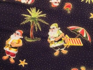 New Santa Fabric BTY Beach Starfish Christmas Holiday Palm Tree Sand