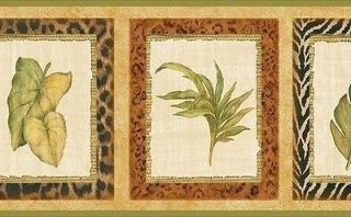 Border Designer Palm Leaves in Animal Print Frames with Green Trim