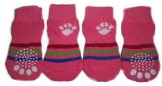 Pink w/ Paws Dog Puppy Cat Anti No Skid Socks Booties