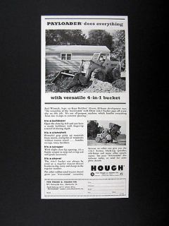 Hough Payloader Tractor Shovel with Drott 4 in 1 Bucket 1959 Ad