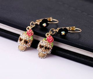 The exquisite lovely personality Bow Ms. skull earrings # ER142