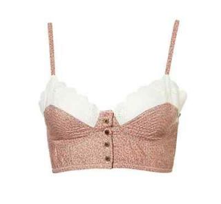 LOOK Topshop Pink & White Lace Ditsy Floral Bralet 10/12/14 BNWT