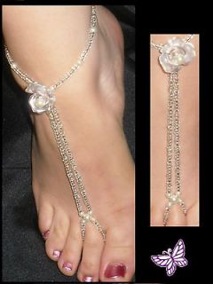 HAND MADE BRIDAL FAUX PEARL BAREFOOT SANDAL BEACH JEWELLERY ANKLET