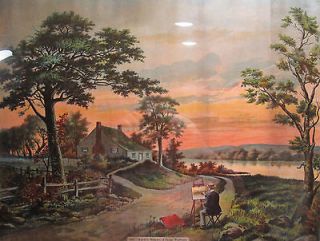 ANTIQUE VICTORIAN OR EDWARDIAN LITHOGRAPH GEORGE WASHINGTON BIRTHPLACE