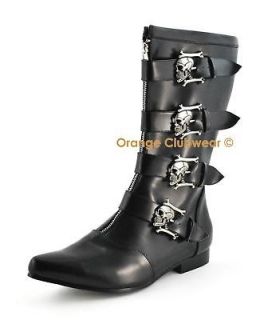 DEMONIA BROGUE 107 Punk Gothic Mens Calf Boots w/Skulls