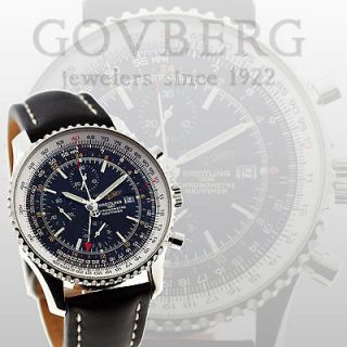 Breitling Navitimer World GMT Steel Automatic Mens Watch Black Dial