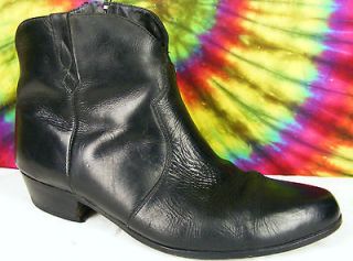 11 EEE mens vintage black leather western zipper ankle dress boots