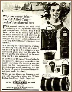 GREAT 1918 AD FOR WILSON & CO. BED ROLLS & CAMPING GEAR