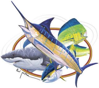 Dolphin, Shark,Tuna & Marlin Saltwater Fishing Fisherman T Shirt POS33