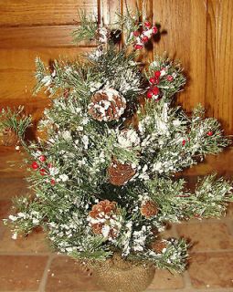 Small Artificial Christmas Tree 18 Wintery Snowy Red Berries Glitter