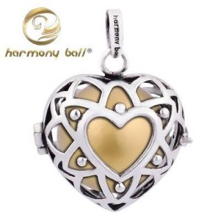 925 Sterling Silver Harmony ball Mexican Bola Heart pendant Jingle