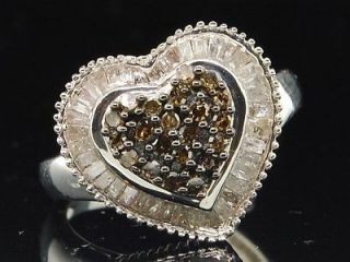 Ladies White Gold Finish Love Brown Champagne Diamond Engagement Ring