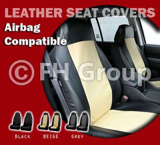 PU Leather Pair Bucket Seat Covers Airbag Safe 1 piece style Beige