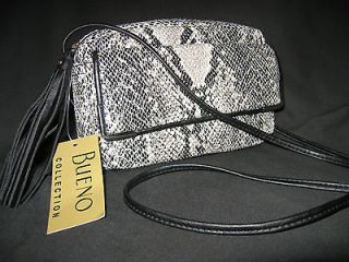 BUENO COLLECTION: Black Python Print Faux Leather Shoulder/Cross body